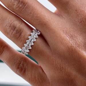 JY Jewelry 18K White Sold Real Gold 7 Marquise Channel Setting Eternity Ring 1.2CT Lab Diamond Wedding Rings For Women Bridal