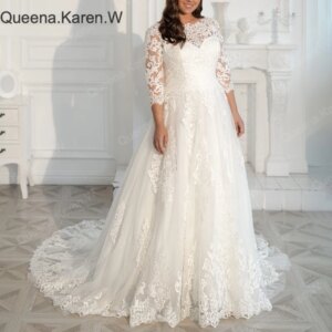 Elegant A line Wedding Dress long sleeve lace applique bride dress robe de mariee A line Wedding Bridal Gown