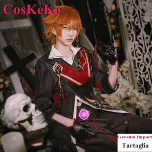 CosKeKe Tartaglia Cosplay Anime Game Genshin Impact Costume Beholders Form Combat Uniform Halloween Party Role Play Clothing