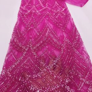 African Mesh Groom Lace Fabric 2025 High Quality French Sequins Lace Fabric Nigerian Lace Fabric For Wedding Women Dress