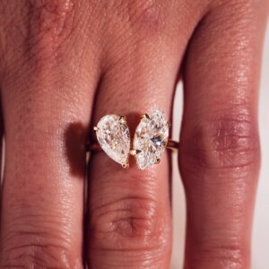 14K Yellow Gold Total 2ct Marquise Pear Cut Lab Grown Diamond Engagement Ring CVD HPHT Lab diamond With IGI Certificate