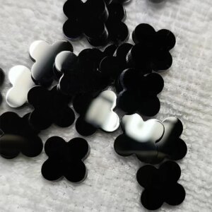 12x12x2.6MM  White MOP Four Leaf Flower Shape Natural Black Agate For Girl’s Jewelry Accessories