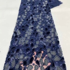 2025 New African French Nigerian High End Lace Fabric With Beads Sequins Mesh for Embroidery Wedding Party Bride Sewing Dress