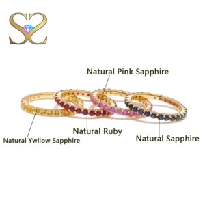 High-quality 14k 18k Yellow Gold Ring Natural Ruby Sapphire Stone Rings Fine Jewellry For Women