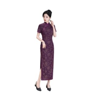 Cheongsam new Chinese female sense of daily national style dress temperament long