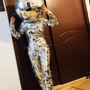 Mirror ball Girls sewed Mirror costumes mirror man suits for part show nightclub stage performance