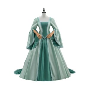 Victorian 19th Century British Bustle Dress Women Evening Gown Green Dress Medieval Renessiance Edwardian Fashion Costume