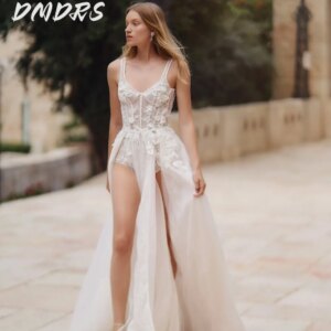 Sexy Spaghetti Strap Bridal Gown 2025 Romantic A-line Sleeveless Wedding Dress Graceful Lace Floor-Length Gown Customized