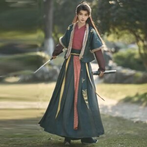 Autumn Winter Men’s Hanfu Dress Traditional Tang Dynasty Half Sleeve Costume Ancient Vintage Royal Archery Shotting Clothing