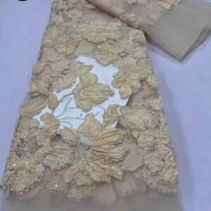 3D French Sequins Tulle Lace Fabric 2025 High Quality African Beaded Lace Bridal Nigerian Lace Fabric Wedding Dress Sewing 5Y