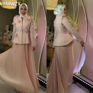 Customized YPMWZX V-neck A-line Floor length Skirts Applique 3D Flower Bespoke Occasion Dresses