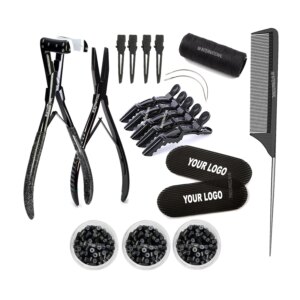 Black Matte Tape in Hair Extension Tool Case Crocodile Clip Tape Sealing Pliers Tool Hair Extension Styling Tool Nylon Threads