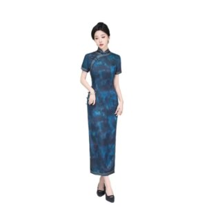 Cheongsam new Chinese female sense of daily national style dress temperament long