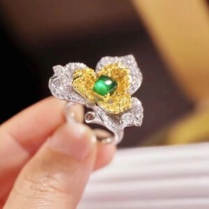 Cute Romantic Flower Ring For Women Fine Jewelry 925Sterling Silver With Cubic Zirconia Female Gift Wedding Party Free Size