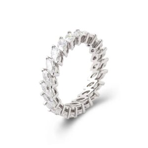 Provence 10K/14K/18K Moissanite Full Eternity Rings for Women Marquise Cut D Color 4.2 CT Promise Ring for Couple Custom Jewelry