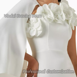 Vindal Prom One Shoulder Beaded Ankle Length luxurious Flower Ruffle Crepe Straight Elegant Short Sleeves Saudi For Woman 2025