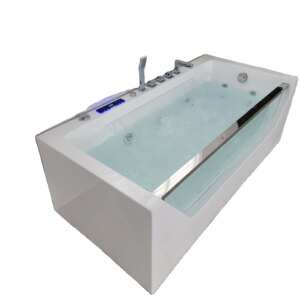 Big Waterfall Acrylic Freestanding Whirlpool Massage Bathtub With One Side Glass For Bathroom