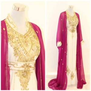 Pink 8 White Moroccan Dubai Elegant Embroidered Caftans Perfect for Any Occasion