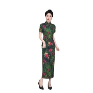 Cheongsam new Chinese female sense of daily national style dress temperament long