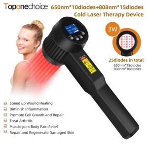3W 15x650nm 10x808nm Cold Laser Therapy Device Soft Laser Healing Tissue Injuries Diminish Inflammation Neck Back Pain Relief