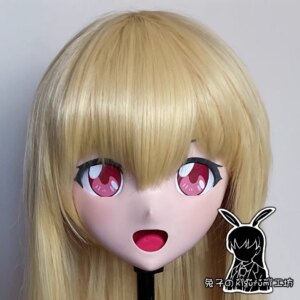 (RB32911)Customize Lockable Full Head Resin Cartoon Cosplay Japanese Character Anime Role Play Kigurumi Mask With Back Shell