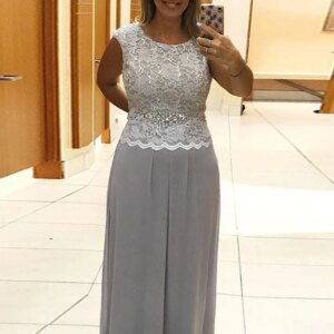 Simple Mother Dress O-Neck Sleeveless A-Line Chiffon Floor-Length Formal Occasion Dress Lace Appliques Evening Dress Party Gown