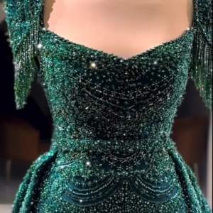 FATAPAESE Customized Saudi Full Sleeve Fully Crystal Pearls Beaded Sparking Luxury Evening Dresses Gowns For Speicial Occsion