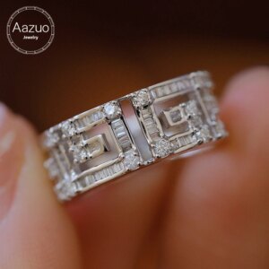 Aazuo Fine Jewelry 18K Solid White Gold Natrual Diamonds 0.90ct Lines Ring Gift For Women Luxury Engagement Halo anillos mujer
