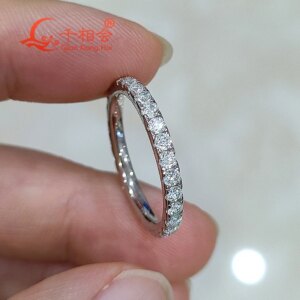 soild 10k 14k 18k gold 2mm Moissanite Full Eternity Ring Band D Color VVS Round moissanite white yellow Rose Gold Ring Jewelry