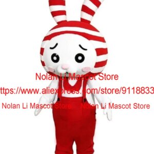 Customized Cute Striped Bunny Mascot Costume Cartoon Suit Adult Role-Playing Party Game Fancy Dress Ad Display Christmas 1225