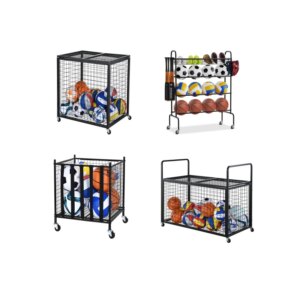 Vertical Ball Stand for Basketball Football Volleyball MultiLayer Vertical Detachable Metal Ball Storage Rack Wire Mesh Cages