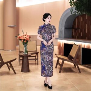New cheongsam Chinese style elegant temperament long performance dress