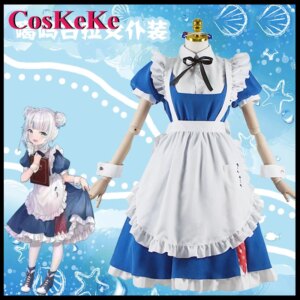 CosKeKe Gawr Gura Cosplay Anime Vtuber Hololive Costume Elegant Sweet Maid Dress Women Halloween Party Role Play Clothing S-XXL