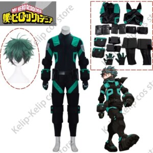 Anime My Hero Academia Midoriya Izuku Cosplay Costume Wig Black Combat Uniform Full Set Accessories Man Halloween Christmas Suit