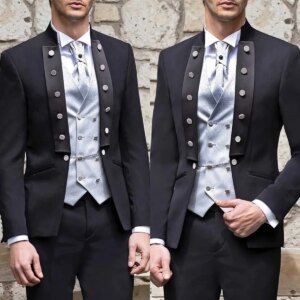 Vintage Men Suits For Wedding Double Breasted Tuxedos Groom Wear Prom Party 2 Pcs Blazer Pants Customized Suit