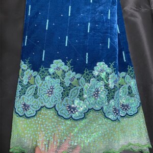 African Velvet Mesh Lace Fabric 5 Yards 2024 High Quality Evening Sequins Embroidery Nigerian Laser Cut Velvet Lace Fabric