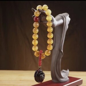 Natural Cavel round Two-Way Primary Color High Density Blood Silk Horizontal Pattern Beads Buddha Hand String Men and Women Gift