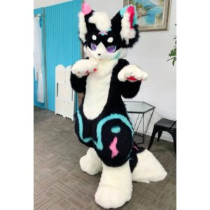 Long Fur Husky Dog Fox Mascot Costume Fursuit Halloween Suit Cosplay