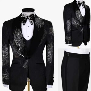 Modern Wedding Suit for Man Beading Single Breasted Slim Fit 2 Piece Jacket Pant Formal Suits for Men Business Party Customized