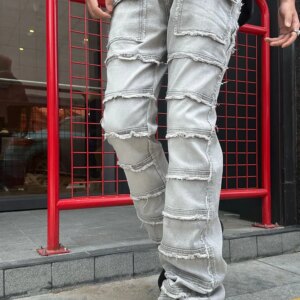 Jeans Special-Interest Design Washed Distressed Stretch Casual Pants