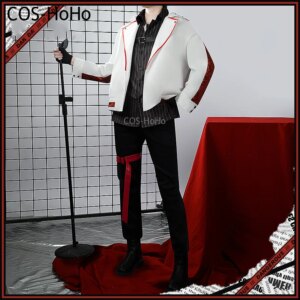 COS-HoHo Vtuber Nijisanji Lauren Game Suit Cool Handsome Band Uniform Cosplay Costume Halloween Carnival Party Role Play Outfit