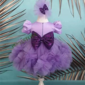 CustomizedLilac Girl Dress Princess Handmade Flower Girl Dress Fancy Toddler Frock Baby Party Vesture Infant Birthday Dress