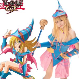 Anime Yu-Gi-Oh! Dark Magician Girl Full Set Hat + Dress Cosplay Costume Halloween Party Women Girls Gifts