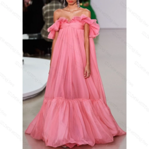 Pink Off The Shoulder A-Line Prom Dress Fashion Party Floor Length Lady High-end Formal Evening Gowns
