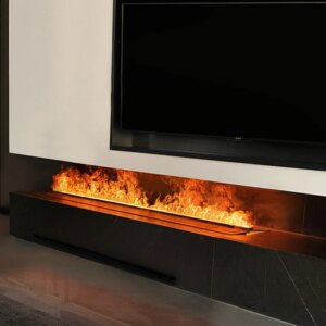 Portable Decorative Mist Fireplace Humidifier with Realistic LED Flame Electric Fireplace for Living Room Bedroom Office