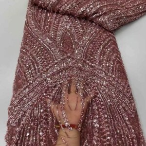2025 New African French Nigerian High End Lace Fabric With Beads Sequins Mesh for Embroidery Wedding Party Bride Sewing Dress