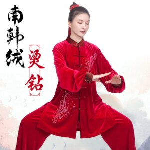 Tai Ji Suit Martial Arts Women’s New Velvet Winter Thickening Spring Clothes Shadowboxing Exercise Clothing Mid-Length