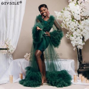 GIYSILE Customized Wine Red Pregnancy Dresses Photography Ruffles Chiffon Sexy Dress Women Fluffy Tulle Robe vestidos de fiesta