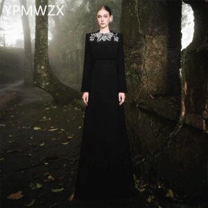 Customized Evening Dress Formal Women Party Occasion YPMWZX Scoop Neckline A-line Floor Length Skirts Bespoke