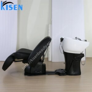 Kisen Modern Electric Shampoo Chair Back Wash with Ceramic Sink Heating Headrest Multi-functional Salon Hair Washing Bed